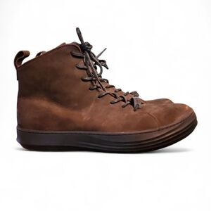 Karl Lagerfeld Men's Nubuck High Top Brown Lace Up Sneakers Side Zipper Size 12M